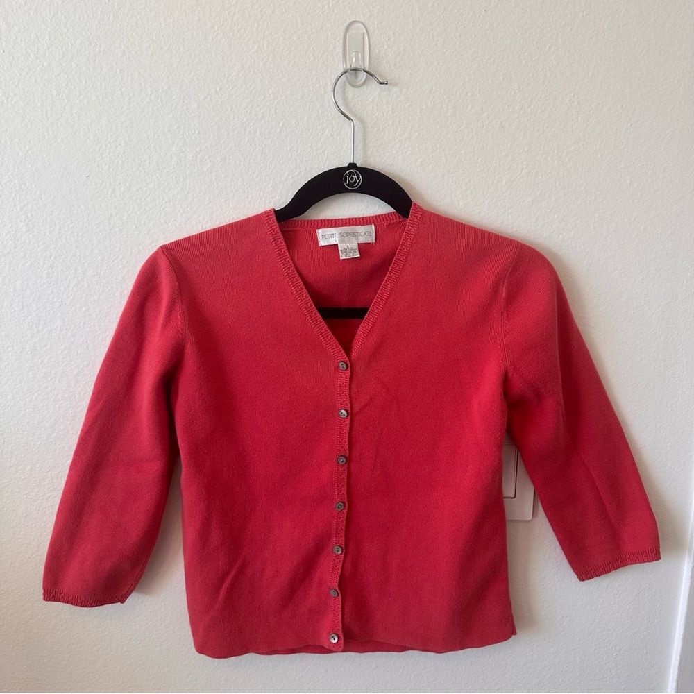 Petite Sophisticate Scarlet Button-Up Cardigan Size 2P